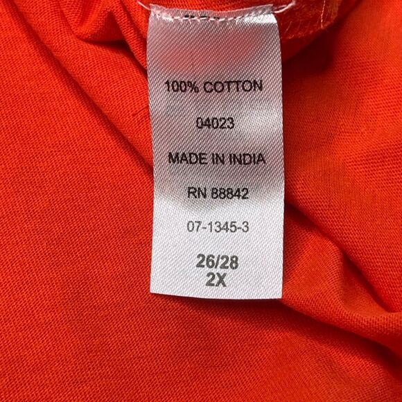 Woman Within Tunic Top Womens 2X 26/28 Red-orange Embroidered 100% Cotton Boho - Picture 13 of 16